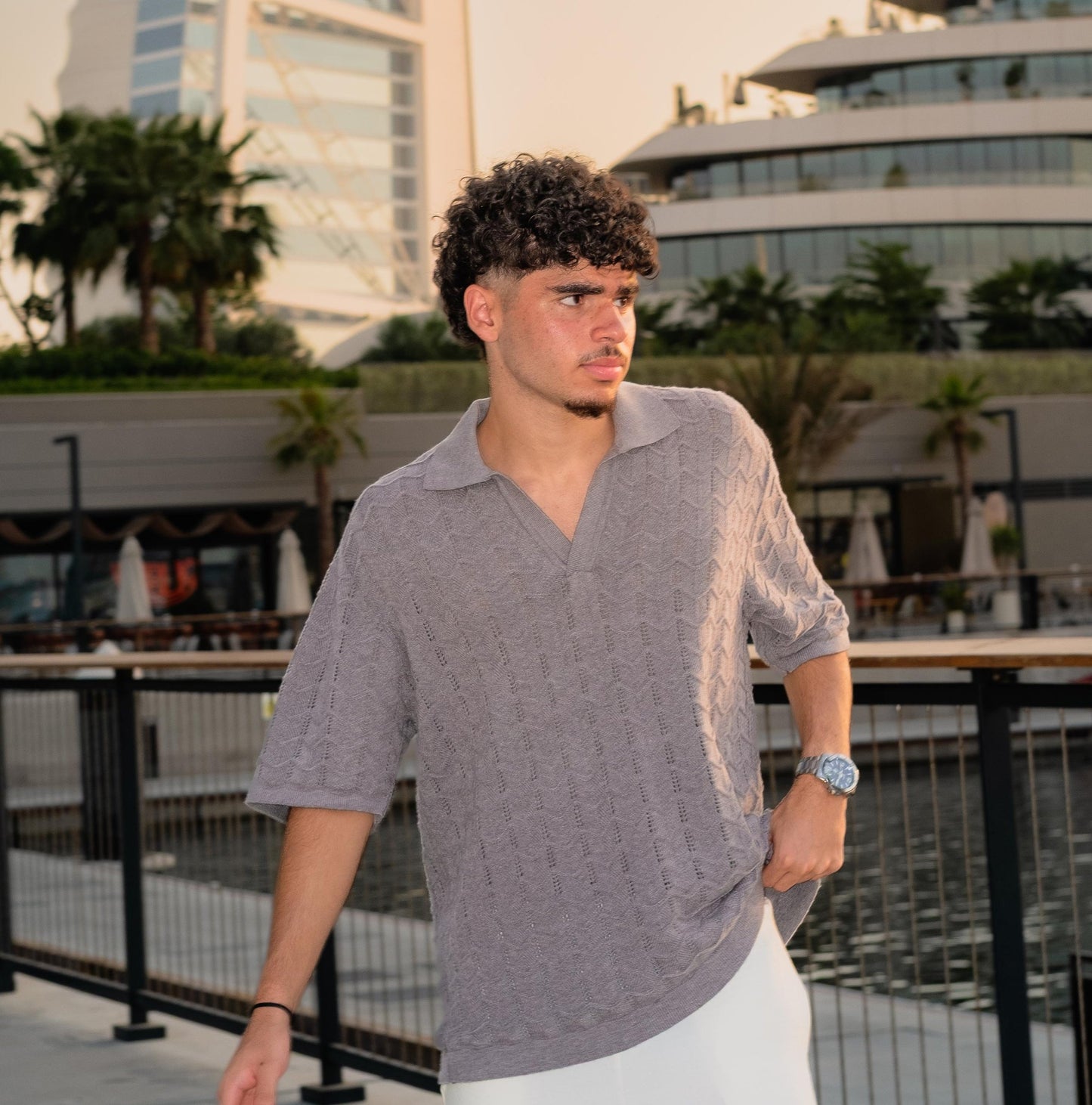 Short-Sleeve Knitted Polo