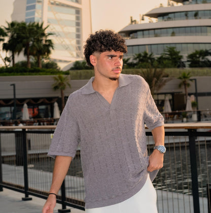 Short-Sleeve Knitted Polo