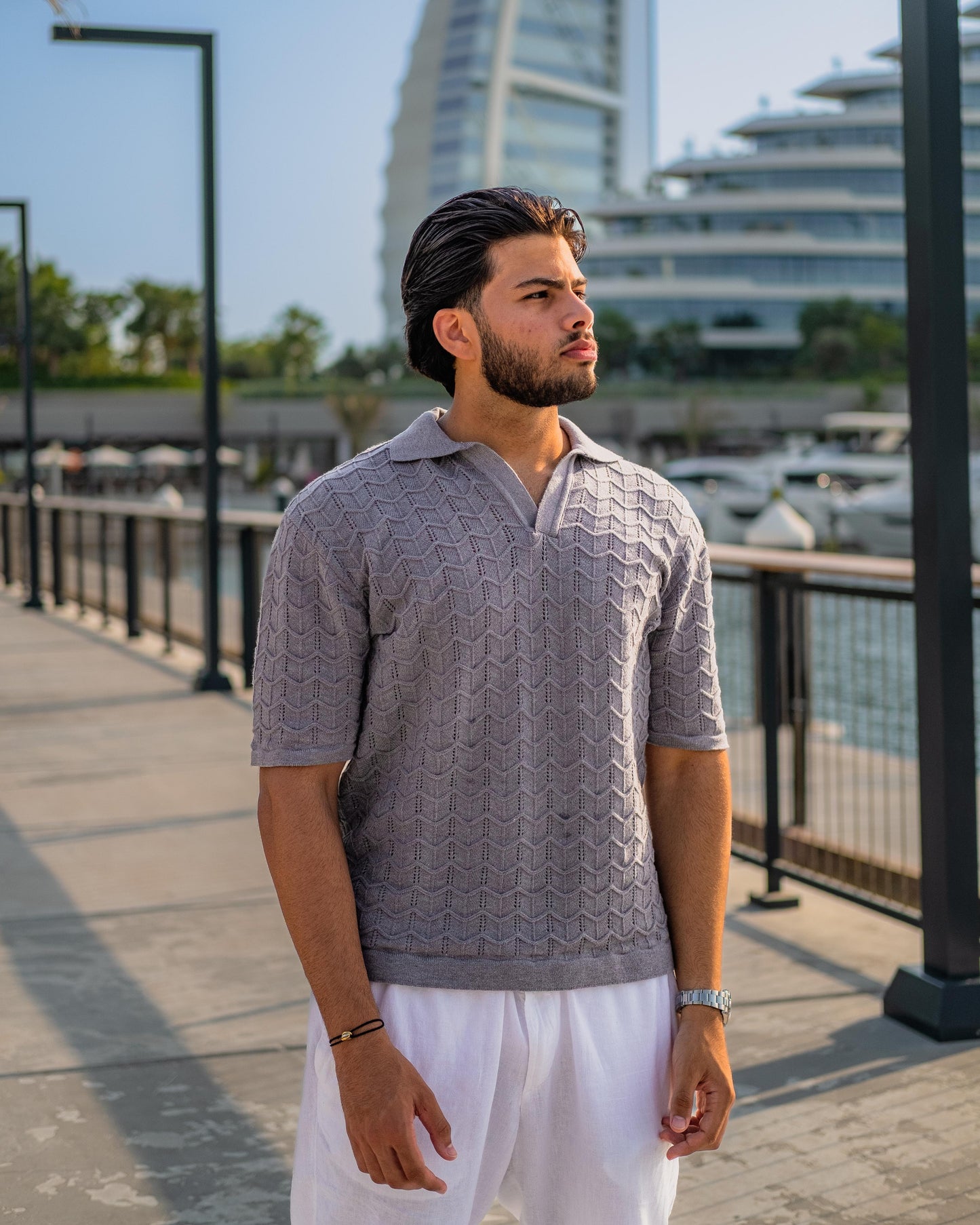Short-Sleeve Knitted Polo
