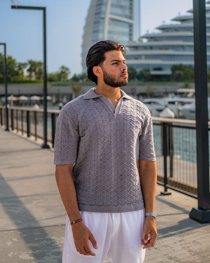 Short-Sleeve Knitted Polo