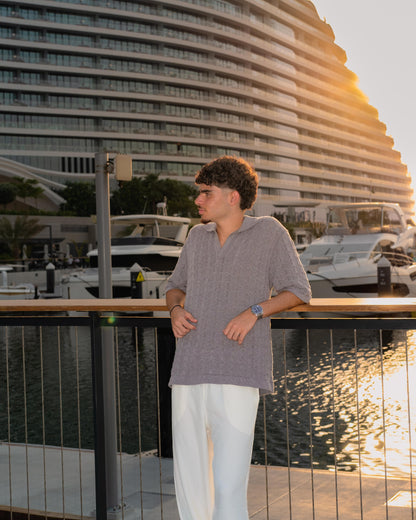 Short-Sleeve Knitted Polo